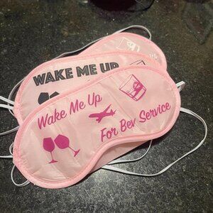 First Class Sleeping Mask (Pink w/ Pink Font)